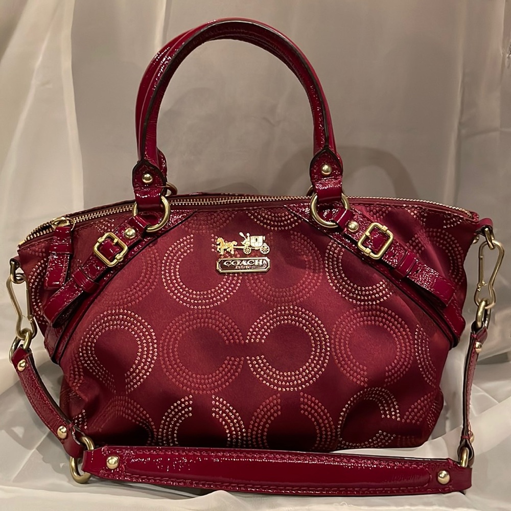 Coach Madison Sophia Dotted OP Art Convertible Satchel Shoulder Crossbody Bag
